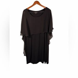 Glamour Black Chiffon Overlay Flutter Sleeve Dress Size 12